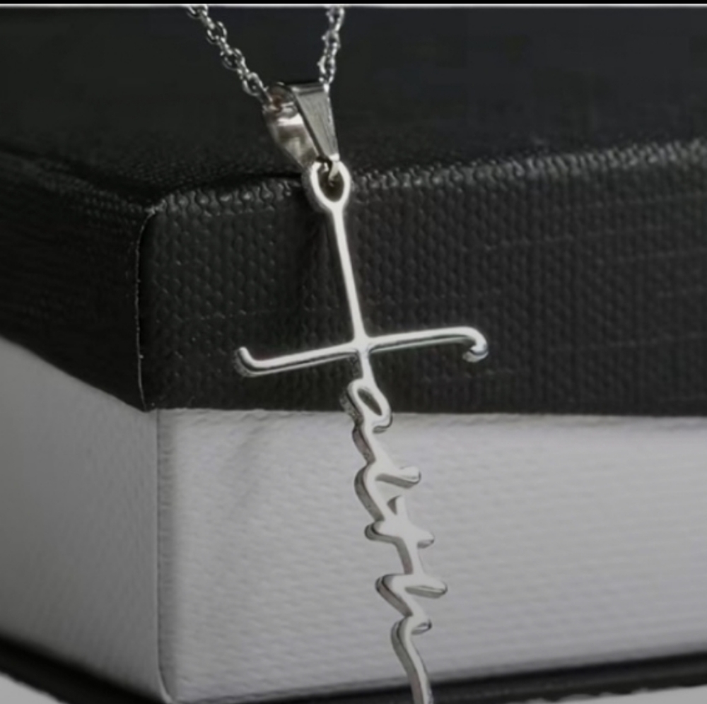 Cross Silver Faith Necklace Stainless Steel pendant on Silver 18-22"Chain NEW